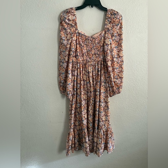 Band of the Free Floral Bohemian Boho Long Sleeve Midi Dress XS - Picture 7 of 16